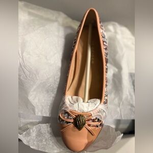 Kurt Geiger Pink Ballet Fabric Flats with Gold Accent